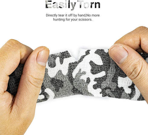 9 Rolls Self Adhesive Wrap Athletic Tape Gauze, Breathable Elastic Cohesive Bandage for Sports Injury & Pet (City Camo)