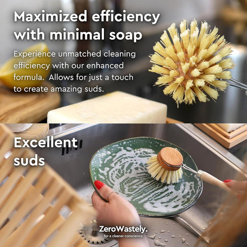 Natural Dish Soap Bar - Value Pack of 3 Solid Dish Soap Block 16oz, Lemon Scented, Long Lasting, Skin Friendly, Organic
