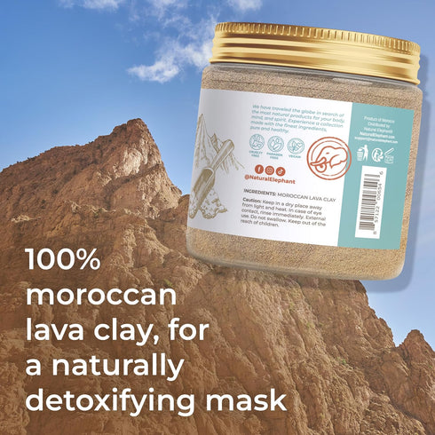 Natural Elephant Ghassoul Moroccan Lava Clay Powder 100% Pure & Natural (200g Jar)