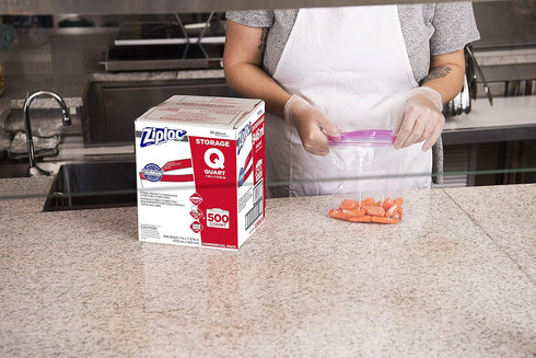 SC Johnson Professional Ziploc Storage Bags, Food Organization & Storage, Double Zipper, Quart, 500 Count