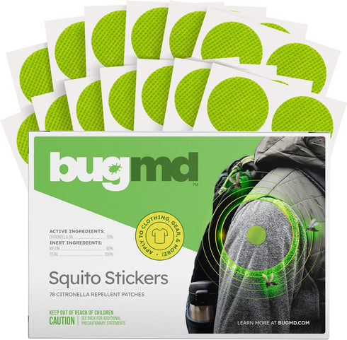 BugMD Squito Stickers, 78 Mosquito Repellent Patch Stickers for Adults, Safe Insect Repellent for Kids & Outdoor