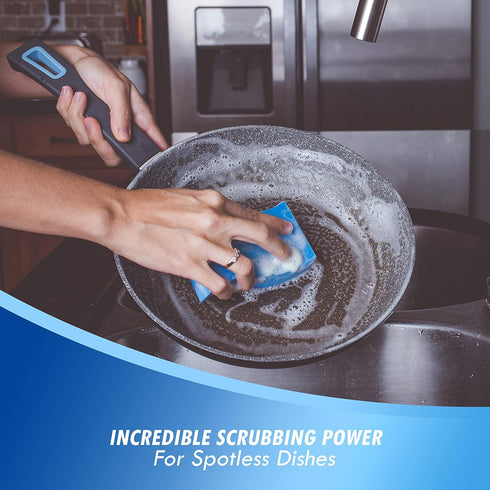 Heavy Duty Scrubber Sponge with Smell Resistant Hydrophilic Foam Technology, Odorless - Blue - (6 Pack)