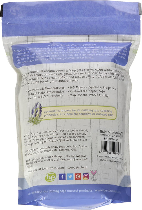 B&N All Natural Daisy's Goat Milk Laundry Soap, Lavender, 30.4 Ounce, 45 Loads