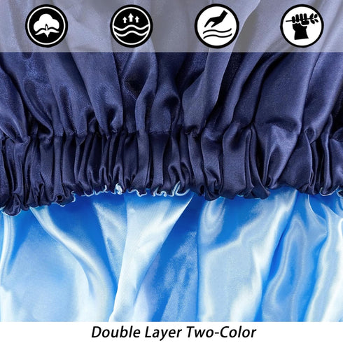 Satin Bonnet Hair Bonnet for Sleeping - Slouchy Beanie Hat for Women's Natural & Curly Hair, Navy
