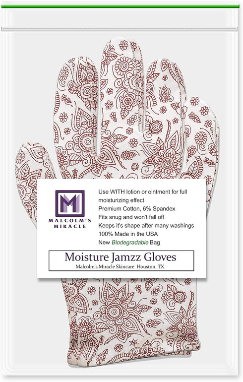 Malcolm's Miracle Henna Moisturizing Gloves - Lasts 2 Years, Made in The USA, Medium Size