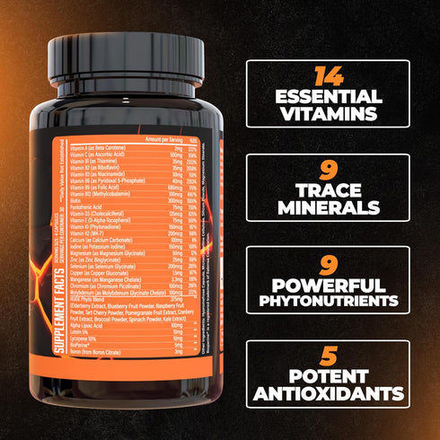 Huge Multi Multivitamin for Men - High-Performance All-in-One Formula for Athletes, 120 Capsules