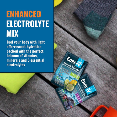 Ener-C Sport Electrolyte Hydration Drink Mix Powder Vitamin C Magnesium Zinc & Electrolytes Support Muscle Recovery, Energy & Immunity - Caffeine Free Low Sugar Vegan Mixed Berry - 12 Count