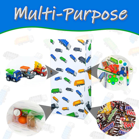 Finds Fit 4U Garbage Truck Party Favor Gift Bags for Garbage Truck Birthday Parties, Lunch Bags
