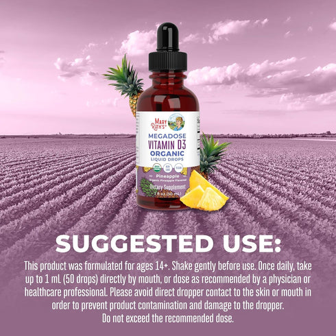 MaryRuth Organics Vitamin D3 Liquid Drops | 4000 IU Megadose | USDA Organic Spray for Adults & Kids, 30 Servings