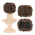 SWACC Short Messy Curly Dish Hair Bun Extension, Easy Stretch Combs, Clip in Ponytail, Medium Ash Brown-8#