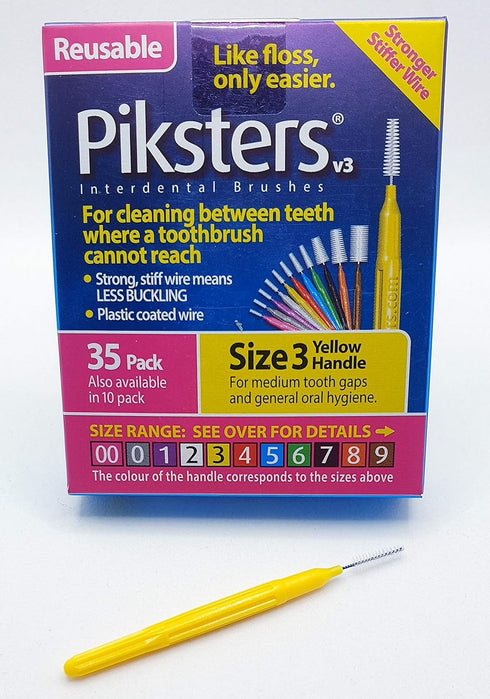 Piksters Interdental Brushes Size 3 (Yellow) - 35 Pack