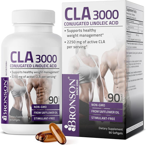 Bronson CLA 3000 Extra High Potency Supports Healthy Weight Management, 90 Softgels