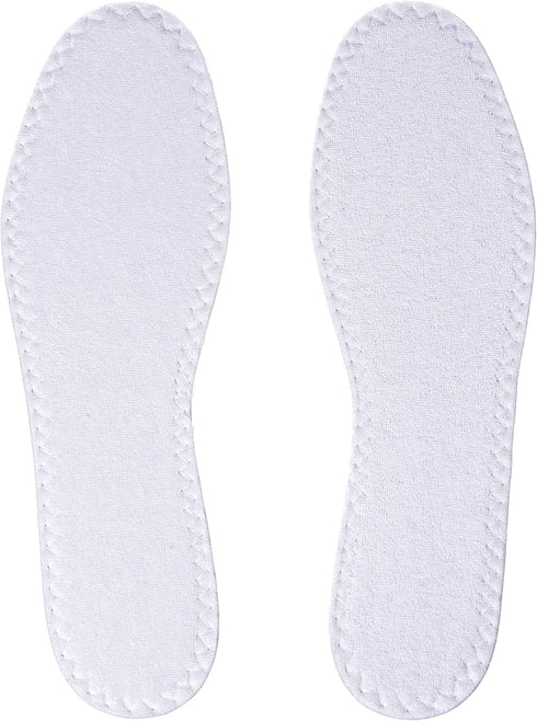 Happystep Cotton Terry Cloth Insoles, Barefoot Shoe Inserts, 2 Pairs of White (Women Size 10)