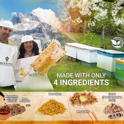 BEE and YOU Royal Jelly Tablet, Propolis Extract, Bee Pollen, 60ct Natural Superfood for Immune Support