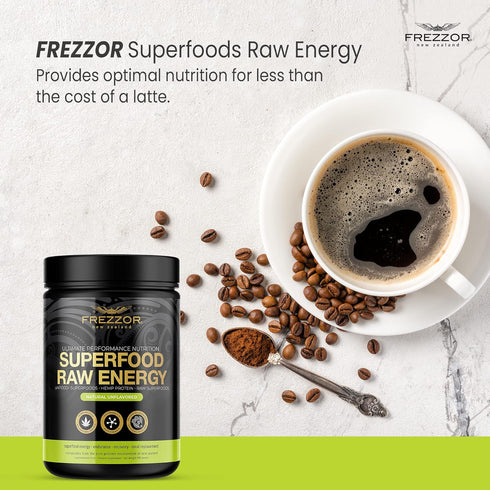 FREZZOR Superfood Raw Energy Powder - All-Natural Hemp Protein with Amino Acids & Antioxidants, 500g, 50 Scoops