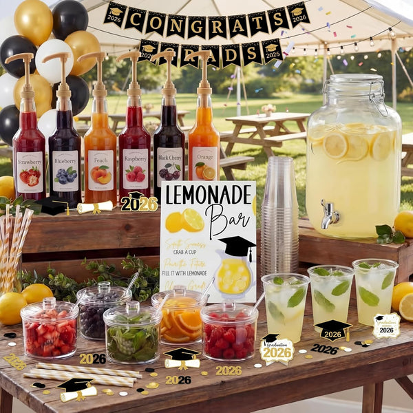 Jingmore 43 Pcs 2026 Graduation Freshly Lemonade Stand Complete Accessories Kit Lemon Bar