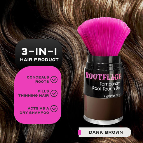 Root Touch Up Hair Powder - Temporary Hair Color for Gray Coverage, Dry Shampoo (08 Dark Brown, 0.31 oz)