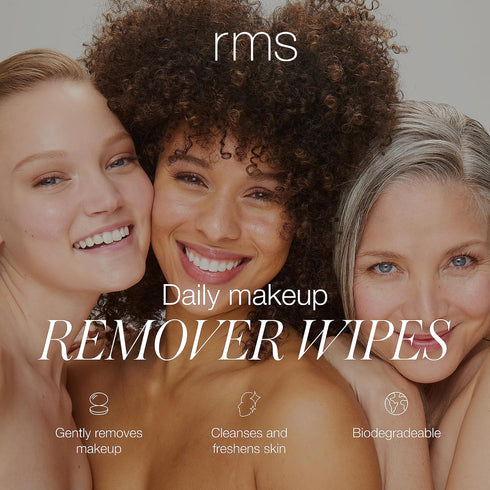 RMS Beauty The Ultimate Makeup Remover Wipes- Gentle Facial Cleansing Cloths with Moisturizing Organic Coconut Oil on Cotton Wipes, Cleanse Without Irritation & Safe Near Delicate Eye Area (20 Count)