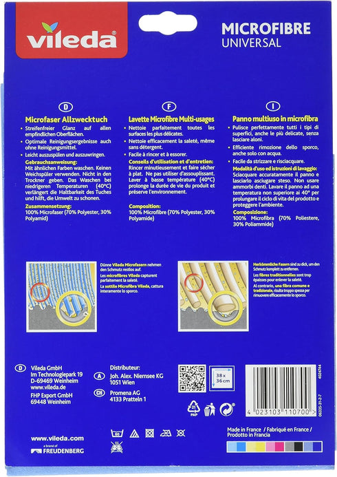 Vileda 4er Packung Universal Multi-Purpose Microfibre Cloth