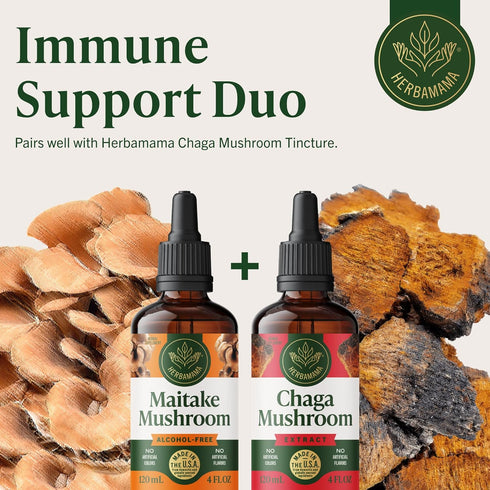 Immune Immunity 84-Day HERBAMAMA Maitake Mushroom Tincture - Vegan Defense with Maitake Mushrooms Extract Drops