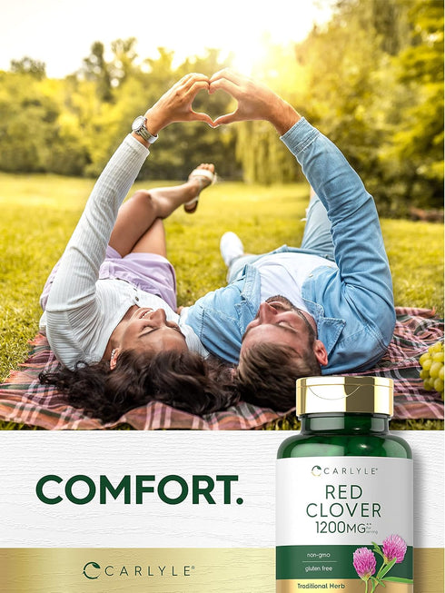Carlyle Red Clover Capsules 1200mg | 200 Count | Non-GMO, Gluten Free | Trifolium Pratense Extract Supplement