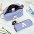 Makeup Bag for Women, Monogram Cute Initial Blue Cosmetic Toiletry Pouch, Personalized Birthday Gifts
