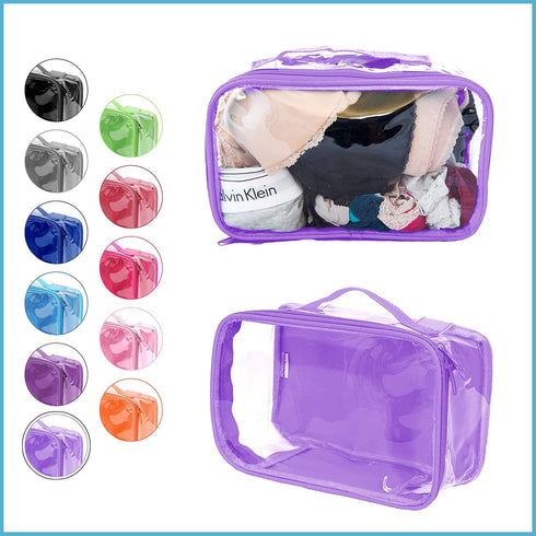 Small Clear Travel Packing Cube/See Through PVC Plastic Pouch for Carry On Suitcase, Backpack or Diaper Bag,