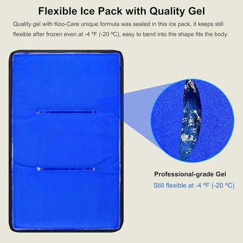 Koo-Care Extra Extra Large Gel Ice Pack for Injuries, Reusable Flexible Cold Therapy Compress for Full Back, XXL
