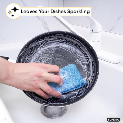 Miracle Microfiber Scrubbing Sponge, Blue Extra Scrubbing Power for Kitchen, Sink, Pot, Pan, Dish Washing, Super