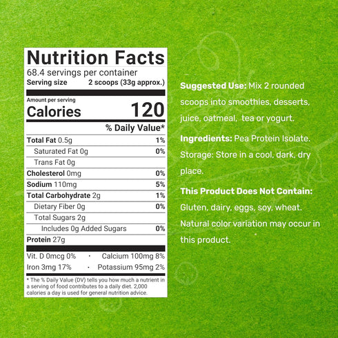DEAL SUPPLEMENT Unflavored Pea Protein Powder, 5lbs – Premium North American Grown Peas – 27g Protein Serving, Vegan
