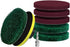 SCRUBIT Heavy Duty Drill Brush Power Scouring Pads, Household Cleaning Kit Includes Drill Attachment, 3 Red, 3 Stiff
