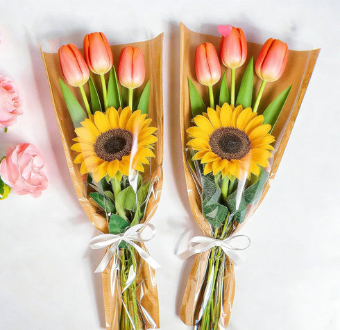 JYWRAPAER 50 Pack Packaging 9.8x3.9x17.9 Inches Flower Bags for Bouquets, Brown Kraft Flower Bouquet Bags, Wrapping