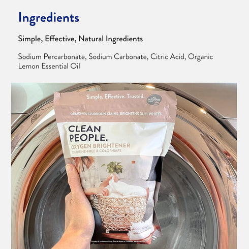 Clean People Natural Oxygen Brightener Stain Remover, Plant Derived Ingredients, Natural Bleach Alternative, 41 oz