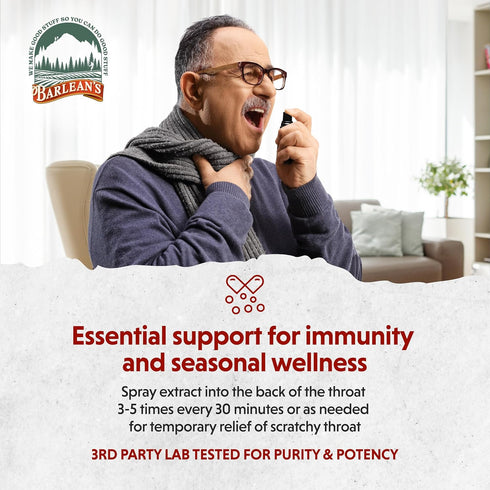 Barlean's Olive Leaf Complex Throat Spray with Peppermint, Lemon, & Sage for Immune Support, 1.5 oz Liquid Extract