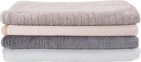 KAF Home Pantry Multipurpose Microfiber Textured Cleaning Cloth 4-Pack, 15 x 18-Inch, (1 Utility Cloth, 1 Stainless Steel Cloth, 1 Glass Cloth, 1 Wood Cloth) by KAF Home