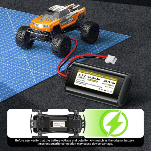 Palowextra 3.7V 5600mAh ICR18650 Pack SM2.0 PH2.0 2P Lithium ion Rechargeable Battery with Connector Plug for DIY