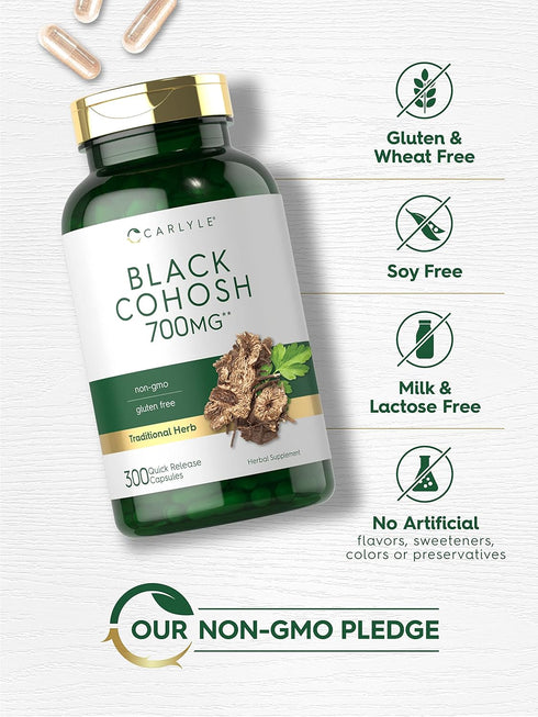 Carlyle Black Cohosh Capsules, 700mg, 300 Count, Non-GMO & Gluten Free Supplement