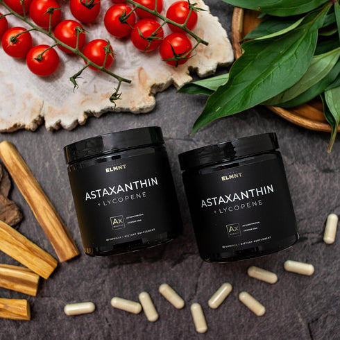 Clinical Strength Astaxanthin 24mg + Lycopene 50mg Skin Supplement, 100% Natural from MicroAlgae