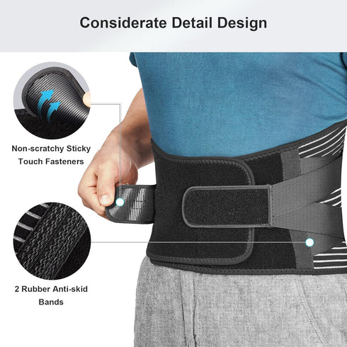 FREETOO Back Braces for Lower Back Pain Relief with 6 Stays, Breathable Support Belt for Men/Women (M)