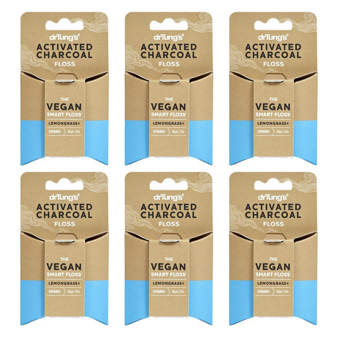 DrTung's Vegan Activated Charcoal Floss - Natural Floss, PTFE & PFAS Free, Gentle on Gums, Expands & Stretches, BPA