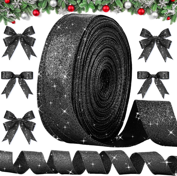 Unittype Glitter Ribbons, 50 Yard Wired Edge Ribbon, 1.5 Inch Metallic for Valentine's Day, Holiday Bows