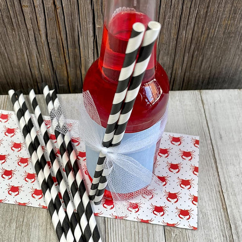 Stripe Paper Straws - Black White - 7.75 Inches - 50 Pack from Outside the Box Papers