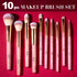 Expressions 10pc Pro Makeup Brush Set w/Sparkling Gemstones in Rose Gold - 10 Quality Soft Bristle Makeup Brushes For Everyday Use - Professional Makeup Brushes & Tool