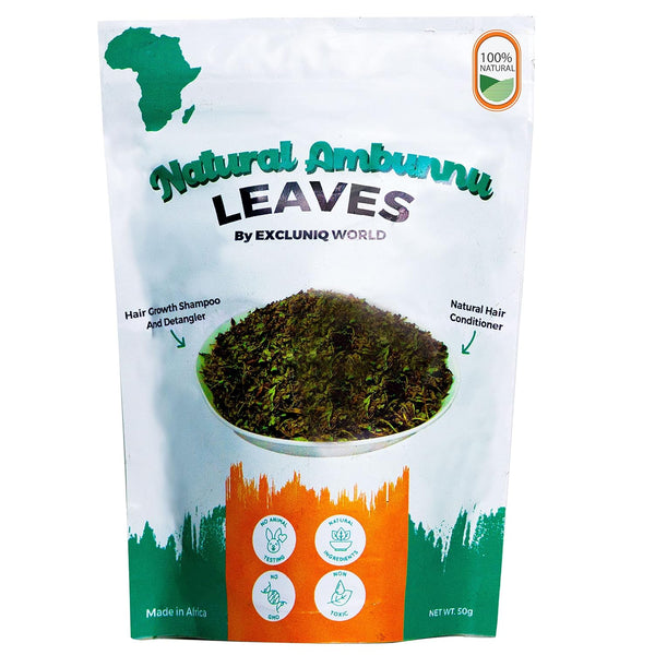 Natural Ambunnu Leaves by Excluniq World, 50g Pack, Herbal Hair Detangler, Shampoo & Conditioner for Dry and Damaged