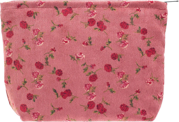 PAZIMIIK Makeup Bag | Large Zipper Corduroy Pouch for Travel and Cosmetic Organizer, Vintage Rose Red