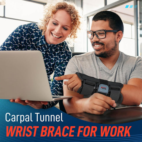FEATOL Adjustable Wrist Brace for Carpal Tunnel, Night Support with Splint, Hot/Ice Pack, Large/X-Large, Left Hand