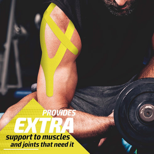 Physix Gear Cotton Kinesiology Tape Roll 16ft, Latex-Free Athletic Tape for Muscles/Joints, Waterproof