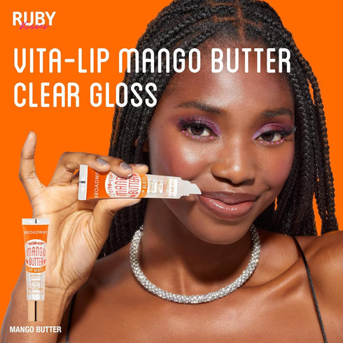 Ruby Kisses Broadway Vita-Lip Clear Lip Gloss, Mango Butter 3 Pack, Ultra-Hydrating Formula with High-Shine Finish