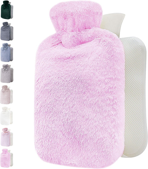 Hot Water Bottle with Soft Cover - 1.8L Large Classic Hot Water Bag for Pain Relief, Menstrual Cramps, Hot Therapy
