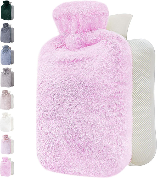 Hot Water Bottle with Soft Cover - 1.8L Large Classic Hot Water Bag for Pain Relief, Menstrual Cramps, Hot Therapy
